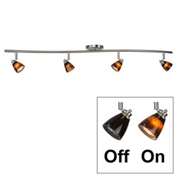 4-Light Bar Track Lighting Kit D268-44C-BS-BRNS Light Bar Track Lighting Kit, Fixed Track Lighting Kit, Bar Track Lighting, Spotlight Bar, Fixed Mount, Straight Bar, Light Fixture, Multi-directional Lamp Heads,Track Light Kit,4 Light Track Lighting Kit, Multi Directional Ceiling Fixture,Bar light,Ceiling Mount Track lighting Kit Wave Bar, Serpentine Light,D268-44C-BS-BRNS