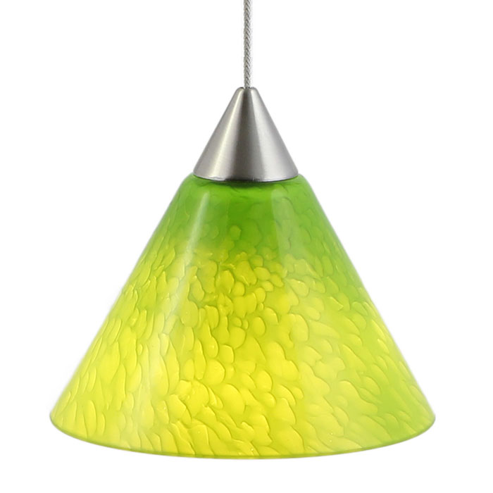 Green Glass Shade, Cone Shaped, White Glass Lined