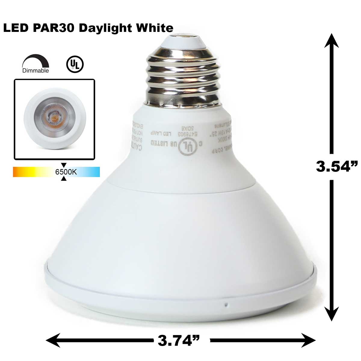 PAR30 LED Light Bulb 13W 6500K Daylight White White Finish