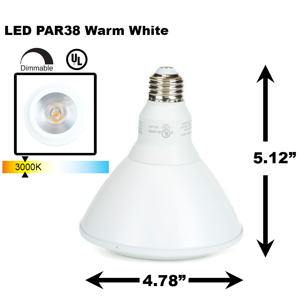 PAR38 LED Light Bulb 13W 3000K Warm White White Finish